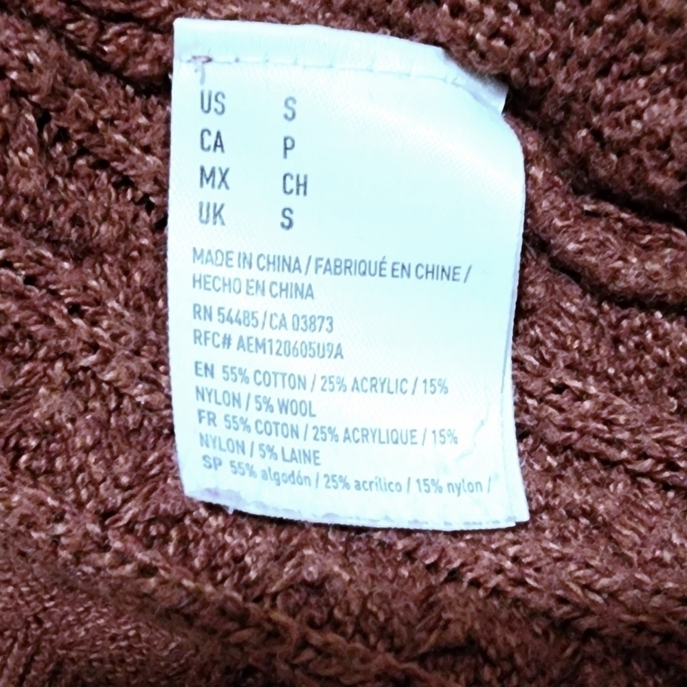 American Eagle Crew Neck Cable Knit Zip Side Sweater - Small - Picture 8 of 8